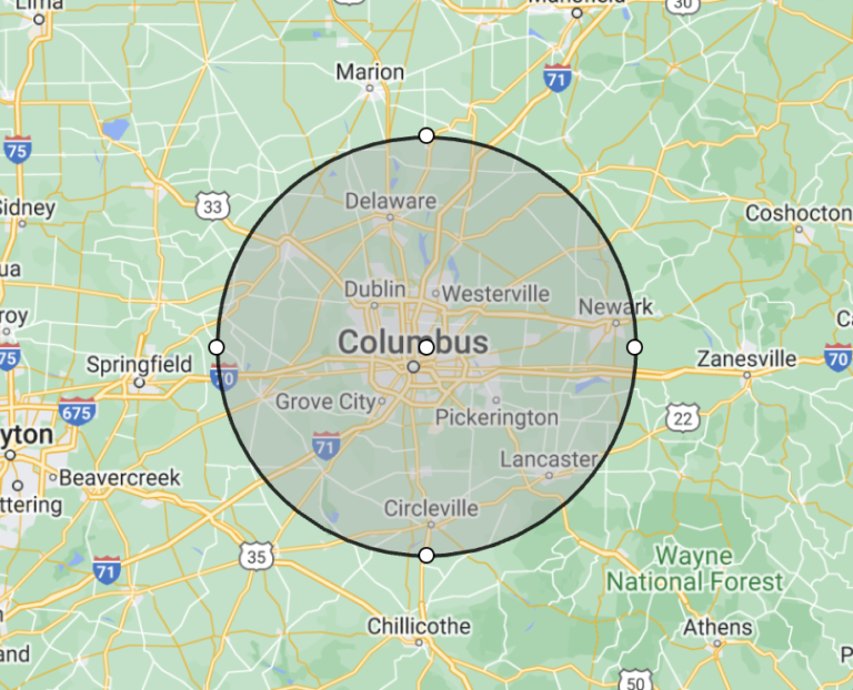 Central Ohio Columbus Area Map We Service