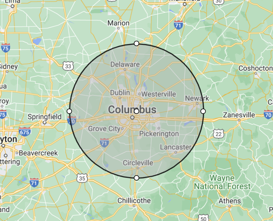 Central Ohio Columbus Area Map We Service